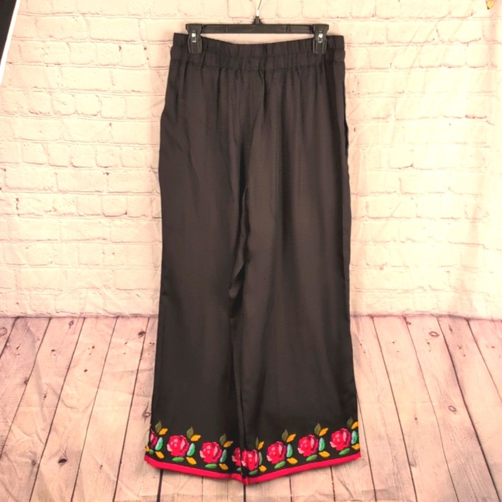 Kate Spade Rose Boarder Women's Silk Blend Pull On Pants Size Large - Picture 4 of 13